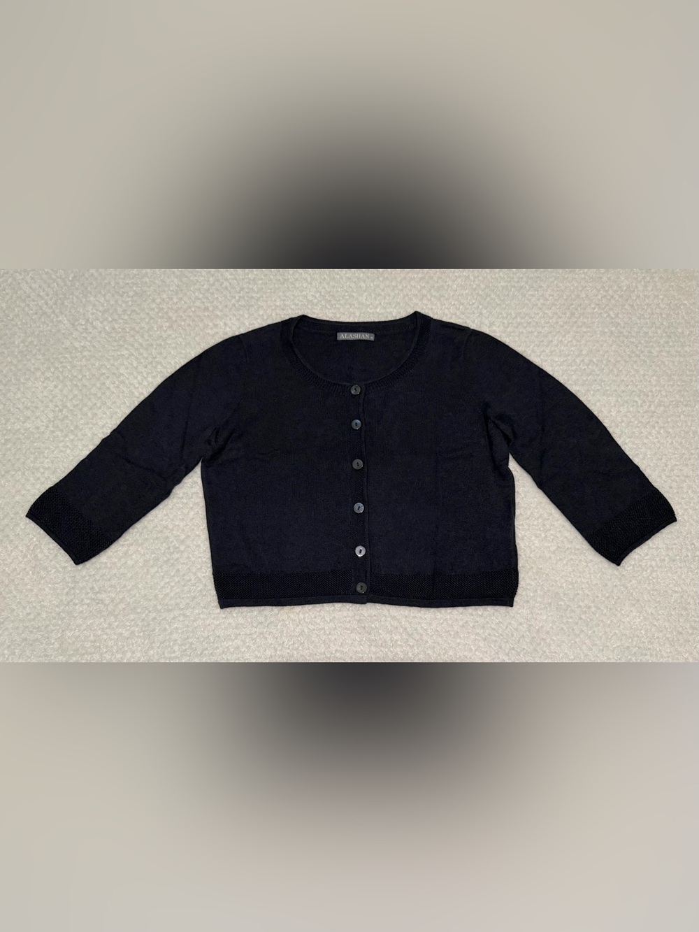 Alashan Cotton Cashmere Cropped 3/4 Sleeve Cardigan XS